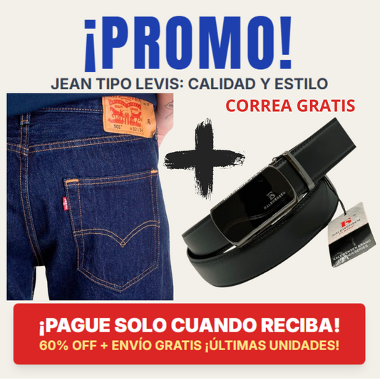 Jean Levi's®  Original Fit + Correa de Cuero Grátis :  OFERTA ESPECIAL DE HOY - SOLO 2 UNIDADES RESTANTES 🚨